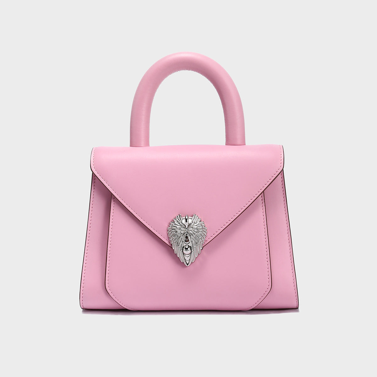 Avant Garde Silver Chain Strap Leather Top Handle Bag - Pink