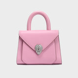 Avant Garde Silver Chain Strap Leather Top Handle Bag - Pink