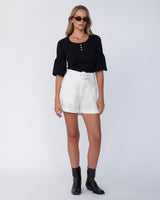 Amelius Frances Three Quarter Puff Sleeve Knit - Black