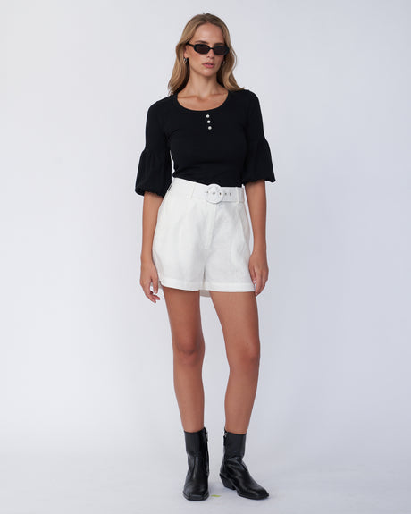 Amelius Frances Three Quarter Puff Sleeve Knit - Black