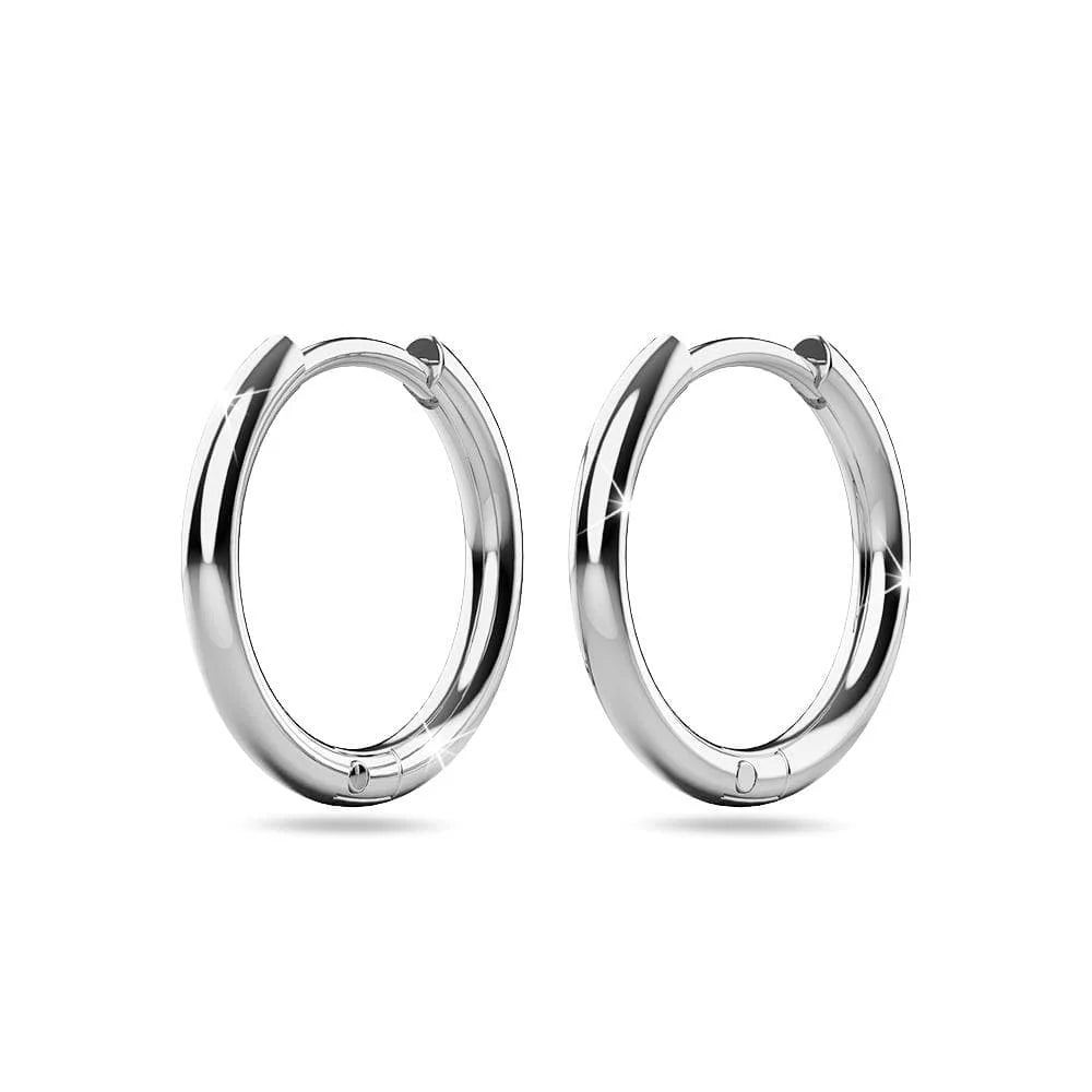 Bullion Gold Edgy White Gold Hoop Earrings