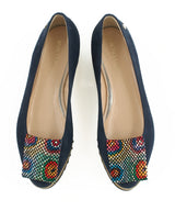 Bosccolo Womens Moccasin Pa - Navy Blue Suede/Multi