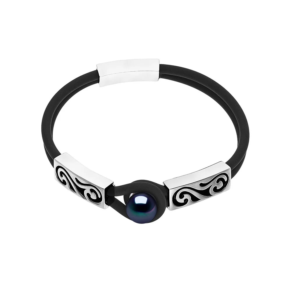 Bracelet Freshwater Pearl Black 9-10mm