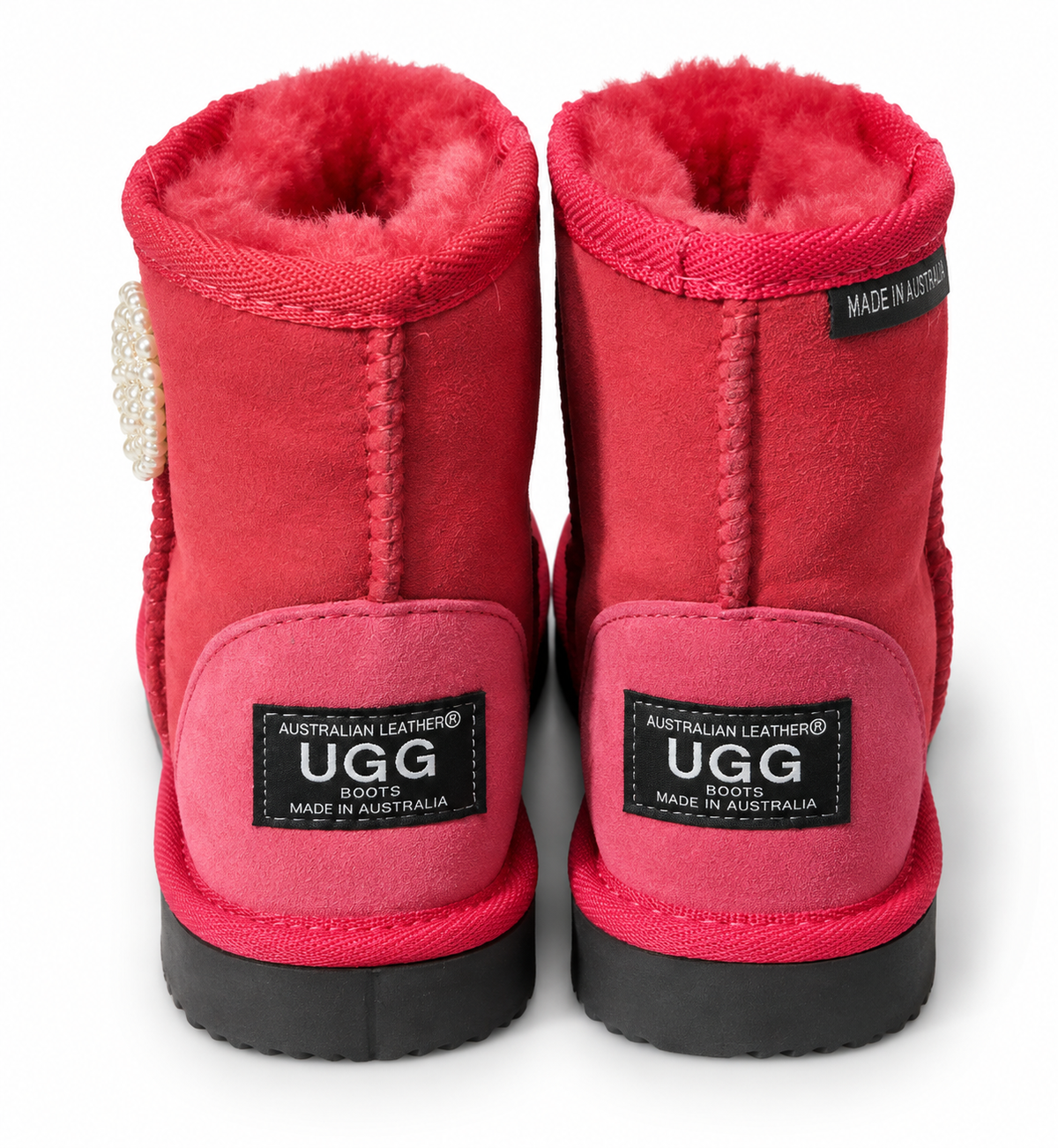 Australian Leather Ugg Kids Pearl Heart Short - Tomato - AU8