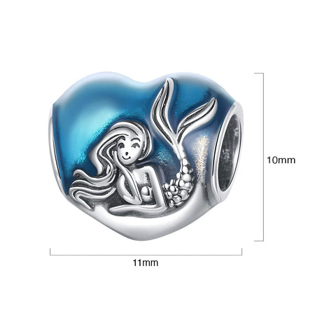 Solid 925 Sterling Silver Blue Mermaid Pandora Inspired Charm