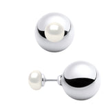 Earrings Button Freshwater Pearl White 6-7mm