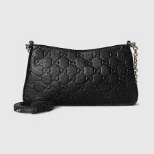 Gucci GG Leather Shoulder Bag - Black