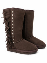 Australian Leather Ugg Classic Tall Fringe Stud - Chocolate - AU4