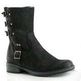 Bosccolo Womens Boots With Buckles - Black Nubuk