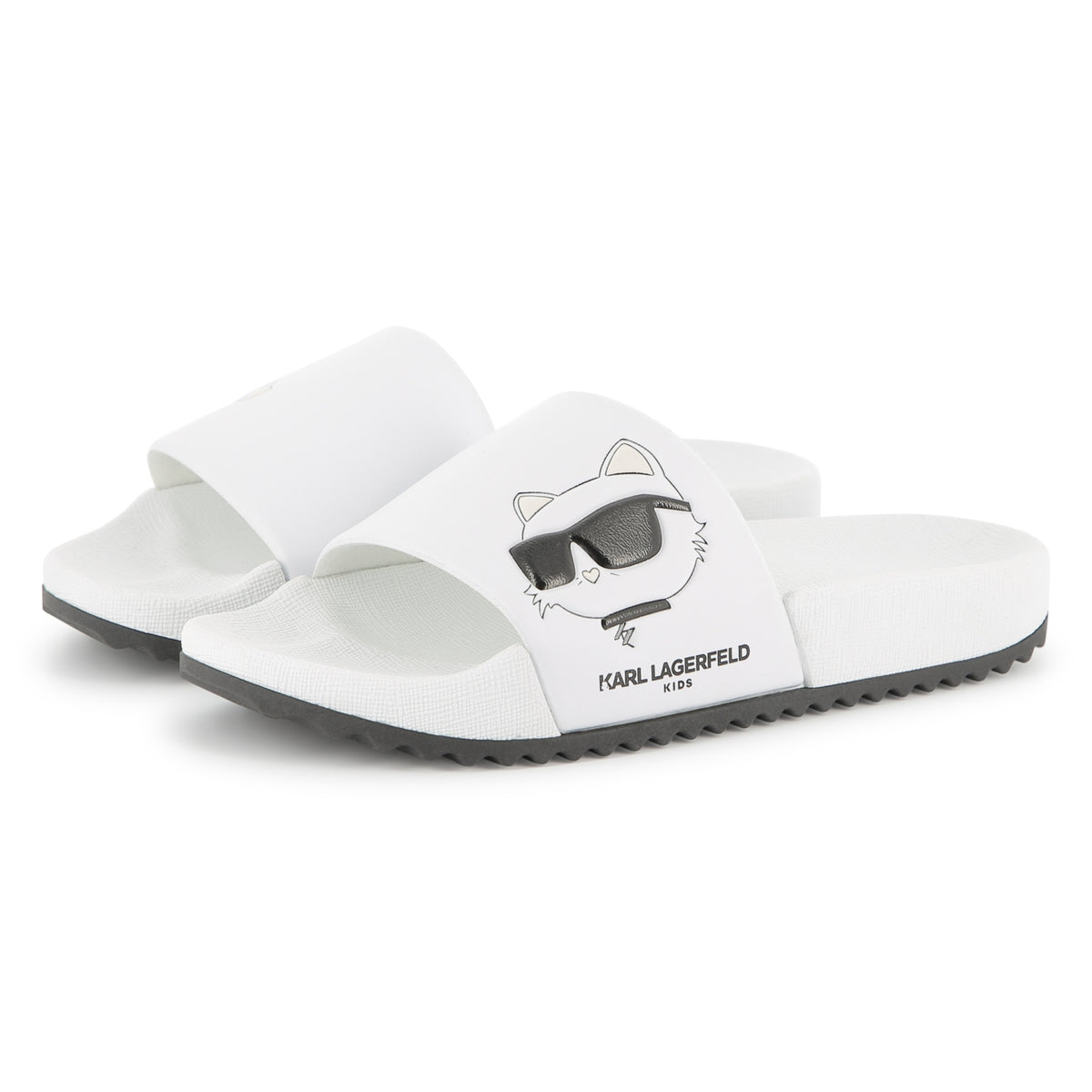 Karl Lagerfeld Girls Fete Musique D3 Aqua Slides - White
