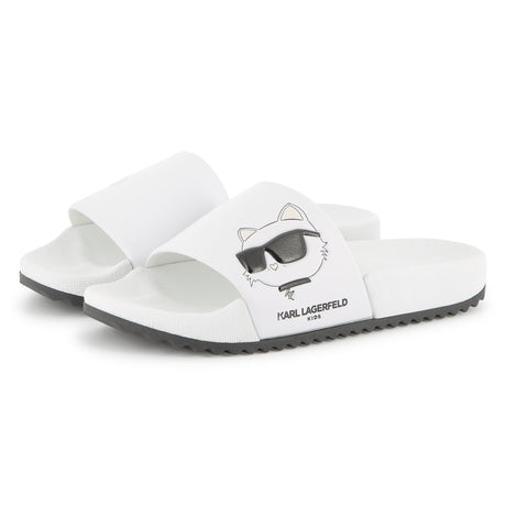 Karl Lagerfeld Girls Fete Musique D3 Aqua Slides - White