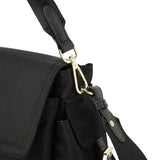 BAMEI Water-Resistant Ballistic Nylon Messenger Bag with Leather Buckle - Black
