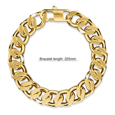 Bullion Gold Muse Cuban Gold Layered Stainless Steel Chain Bracelet