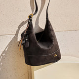 Nalandu Vintage Suede Hobo Bucket Bag - Chocolate