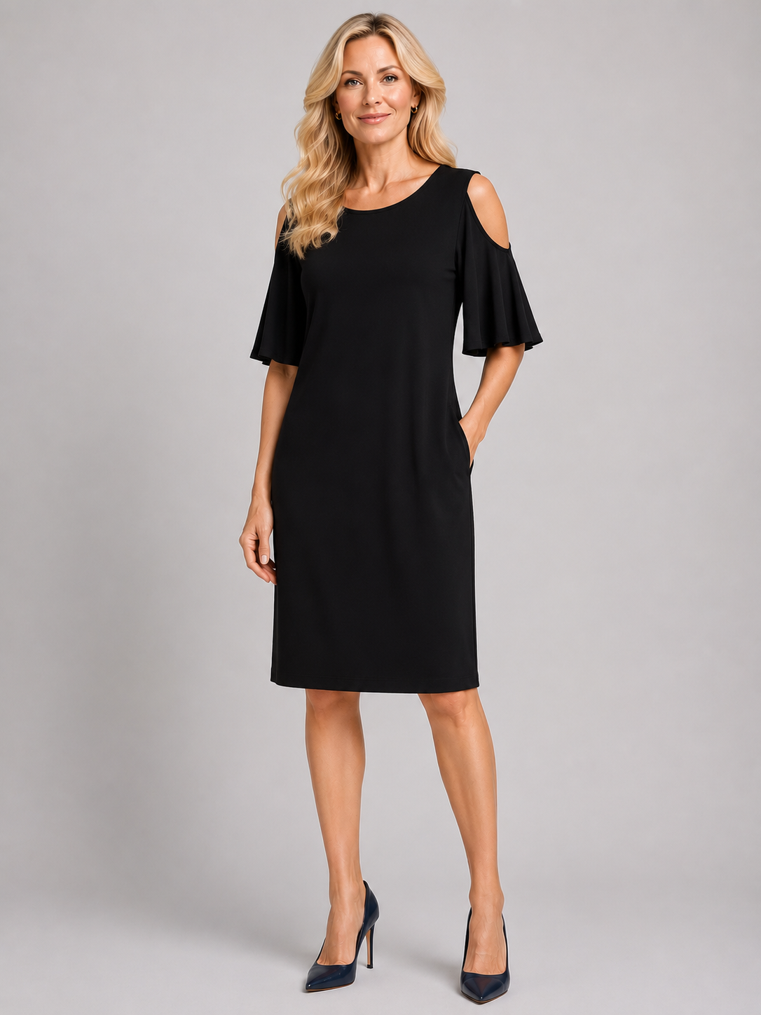 Worship Women's Cut out Shoulder Dress - Black
