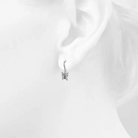Solid 925 Sterling Silver Butterfly Dangle Earrings