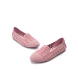 Houndstooth Knit Slip-On Flat Loafers - Pink