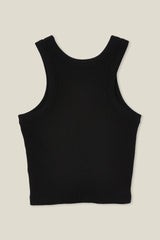 Cotton On Kids Girls Fitted Essential Tank - Black Rib