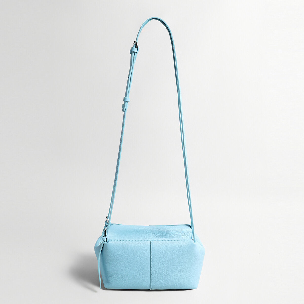 Pebbled Leather Pillow Shoulder Bag - Blue