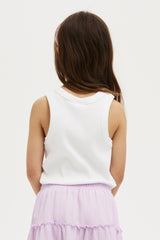 Cotton On Kids Girls Fitted Essential Tank - White Rib