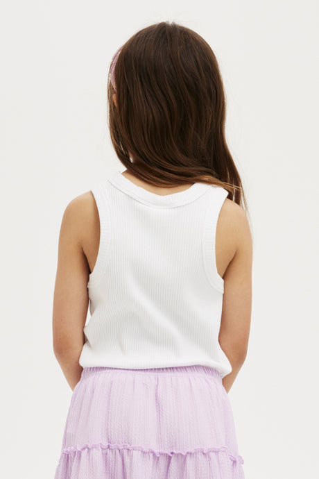 Cotton On Kids Girls Fitted Essential Tank - White Rib
