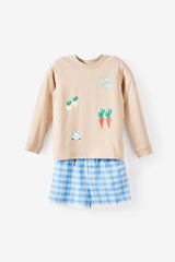 Cotton On Kids Cute Bunny Long Short Pj Set - Latte Cream/ Born To Hop