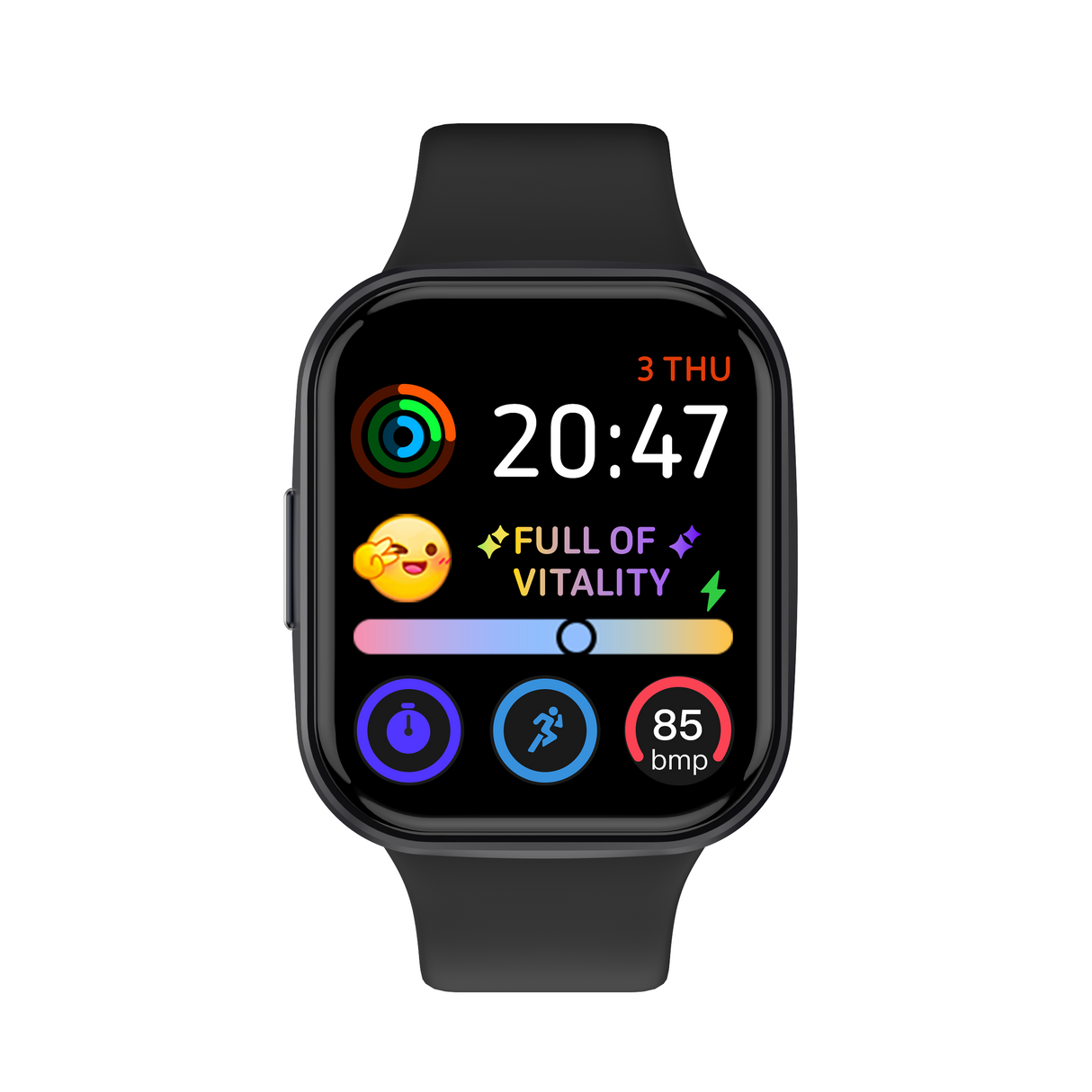 Bluetooth Smart Watch 1.83" Touch Screen Heart Rate BT 5.3 - Black