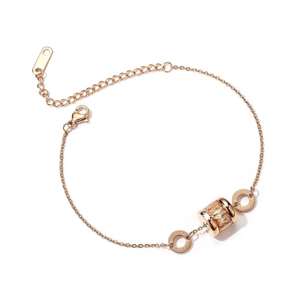 Bullion Gold Minimalist BVLOVED Champagne Crystal Charm Bracelet