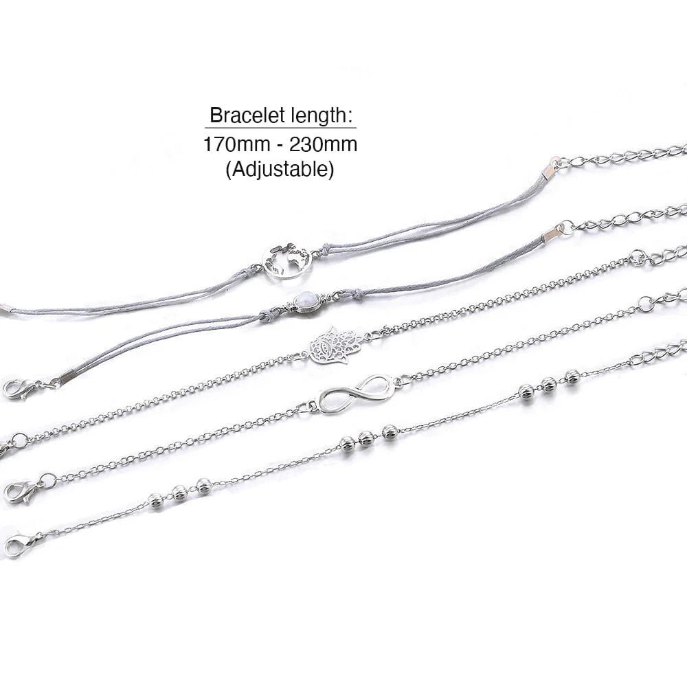 Bohemian 5-Piece Charm Bead Bracelet Set