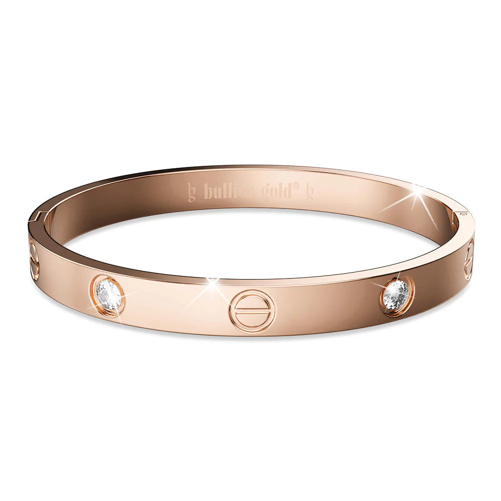 Bullion Gold Carrie Stainless Steel Bangle in Rose Gold
