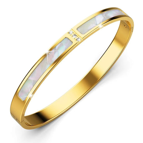 Bullion Gold Modest Hinged Bangle in Gold Layered Stainless Steel