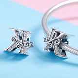 Solid 925 Sterling Silver Vintage Inspired Antique Alphabet Charm
