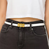 White Leather Belt With Crystals
