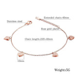 Bullion Gold String of Four Hearts For Her Feet Jewellery Rose Gold Layered Anklet