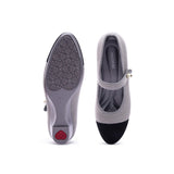 Vintage Tweed Low Heel Mary Jane Shoes - Grey