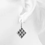 Bullion Gold Fascination Geometric Style Diamond Shape Metallic Earrings White Gold