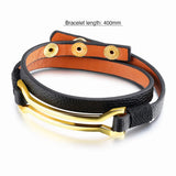 Border Leather Wrap Bracelet