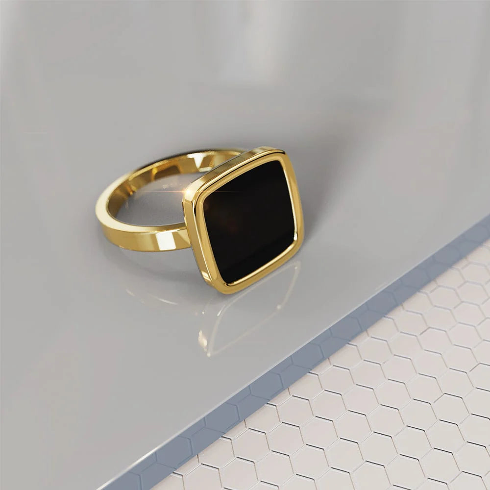Bullion Gold Zevon Solid Square Ring In Gold