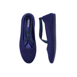 Rhinestone Cross Strap Knit Ballet Flats - Navy