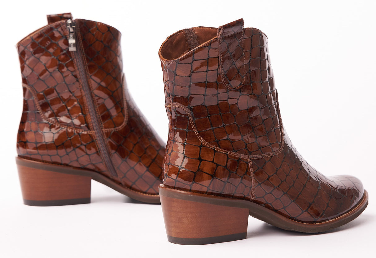 Bosccolo Womens Ankle Boots - Brown Croco