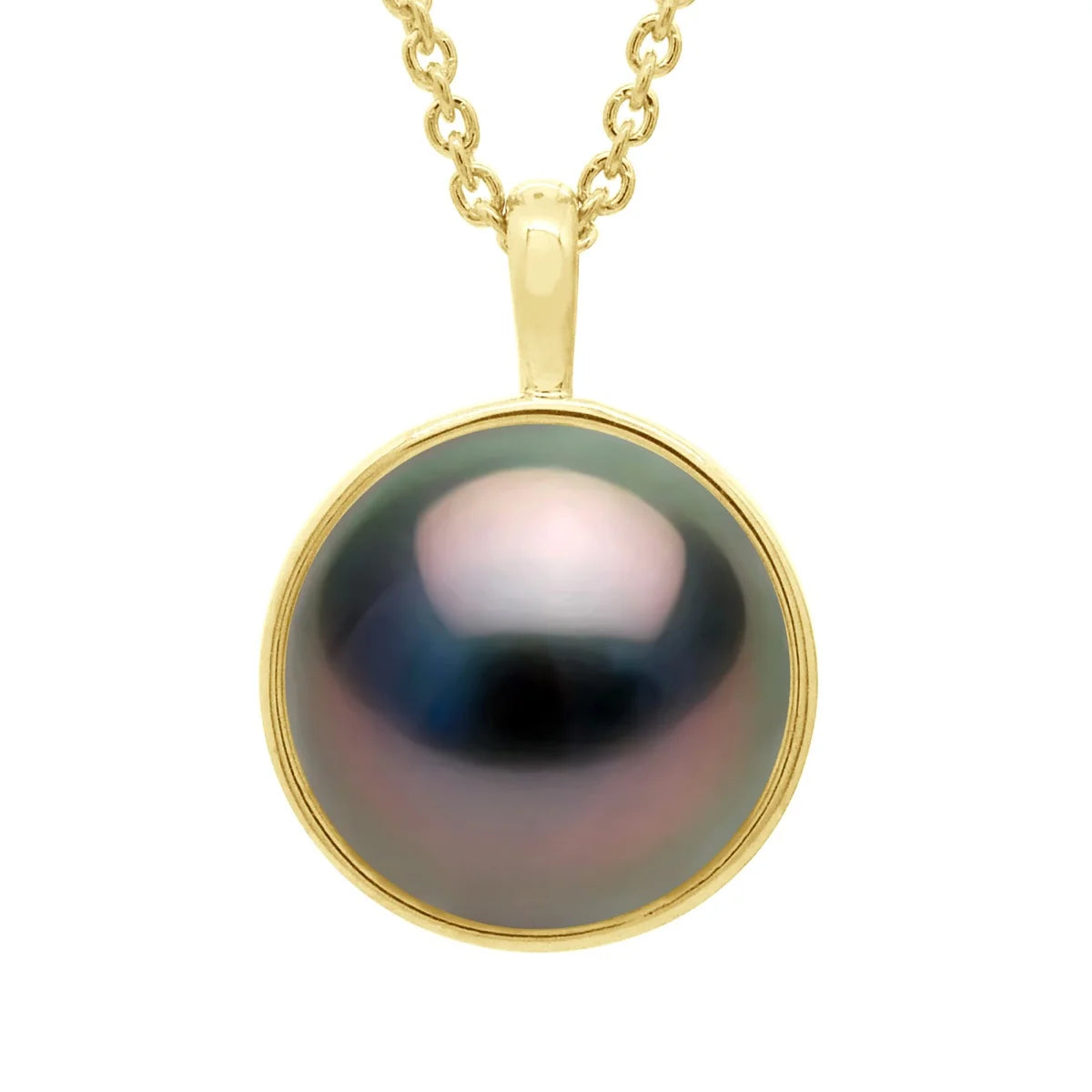 Pendant Halo Tahitian Pearl Yellow Gold