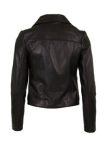 Womens Leather Jacket in Black with Zips