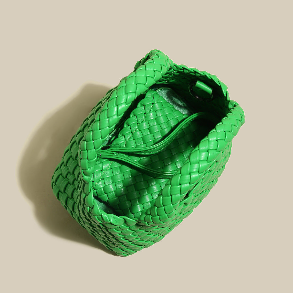Mini Woven Top Handle Bag - Green
