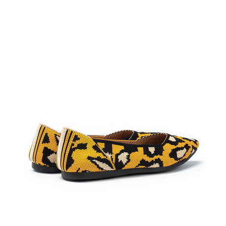 Leopard Print Pointed Toe Work Shoes - Yellow