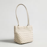 Handwoven Artisanal Leather Tote - Ivory