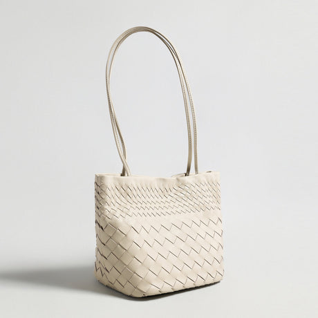 Handwoven Artisanal Leather Tote - Ivory