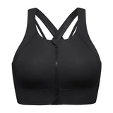 Power On Zip Front Racerback High Impact Sports Bra - Black