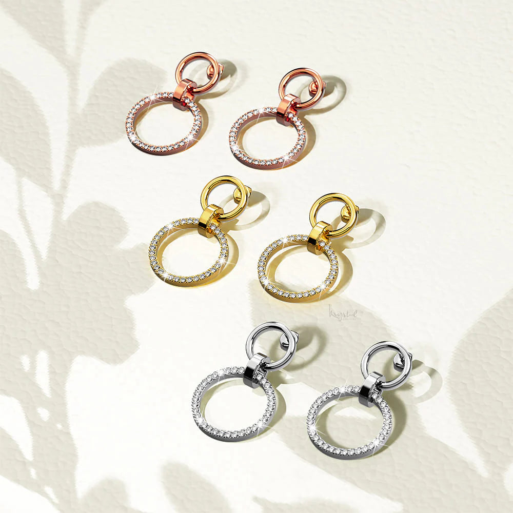 Krystal Couture Orbit of Elegance Earrings Embellished with SWAROVSKI Crystal in White Gold