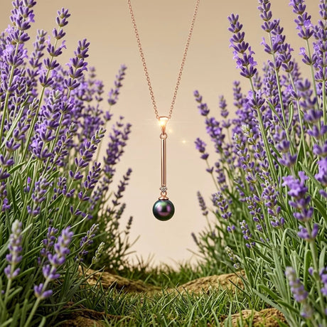 Krystal Couture Magnificent Pearl Drop Necklace Embellished with Swarovski Crystal Iridescent Purple Pearls