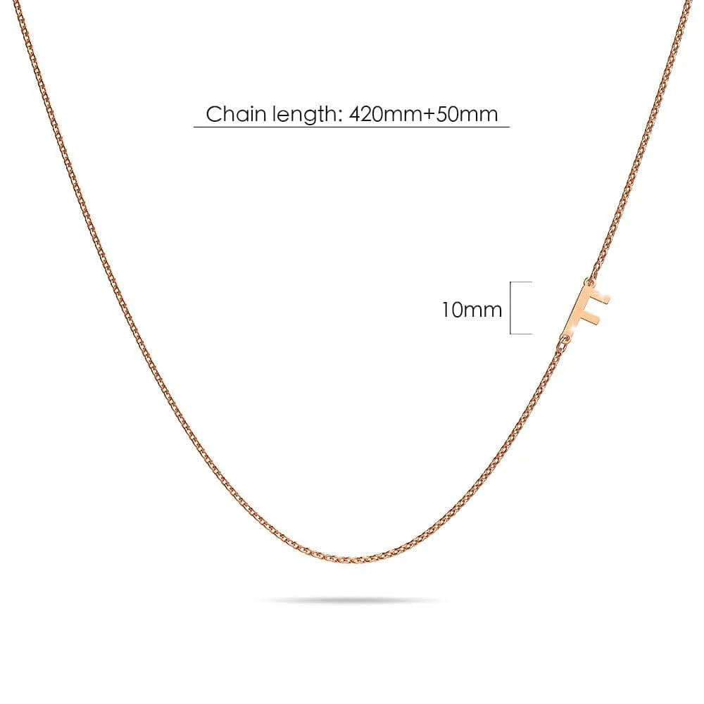 Bullion Gold Bold Alphabet Letter Initial Charm Necklace in Rose Gold Tone